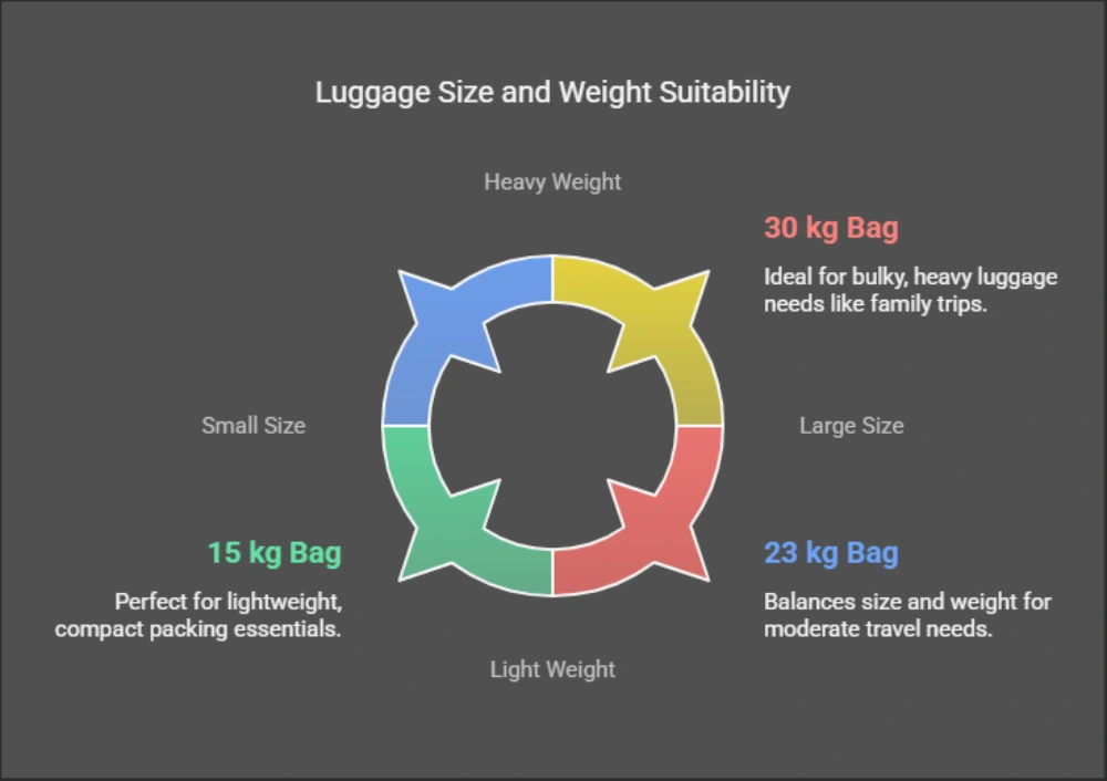 Comparison: 23 kg Luggage Size vs. Other Common Weights