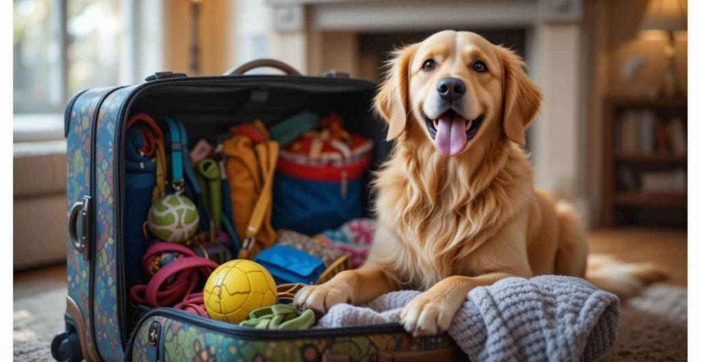 Golden Retriever Packs Own Suitcase