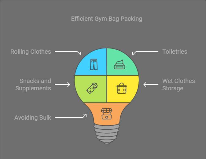 What is the best way to pack a gym bag to save space