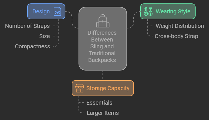 How is a sling backpack different from a regular backpack?